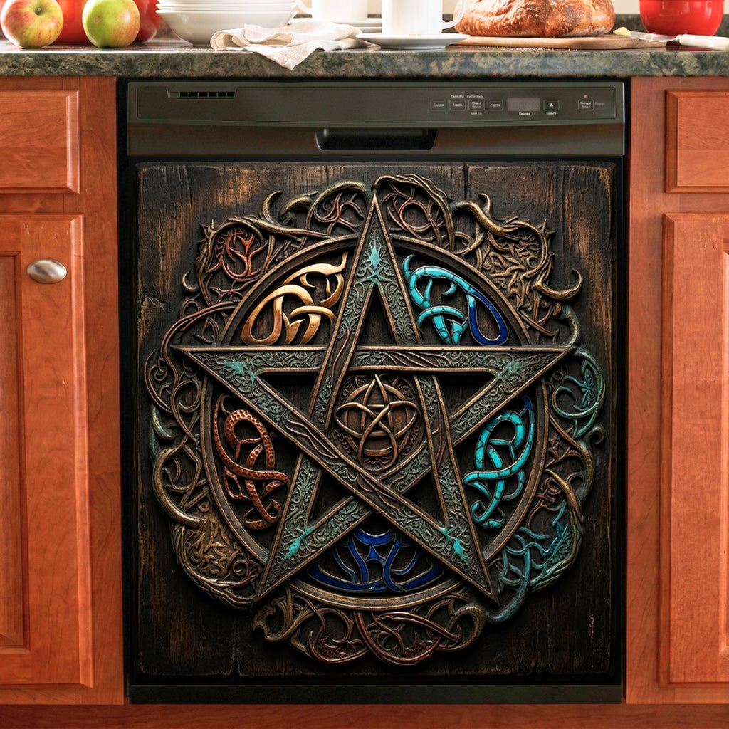 Witch Magnetic Dishwasher Cover Wiccan Pentagram