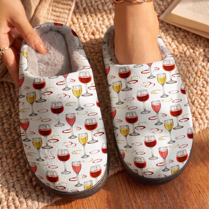 Wine Fleece Lined Slippers Wine Hour