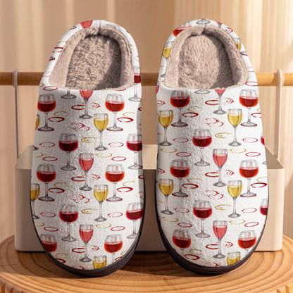 Wine Fleece Lined Slippers Wine Hour