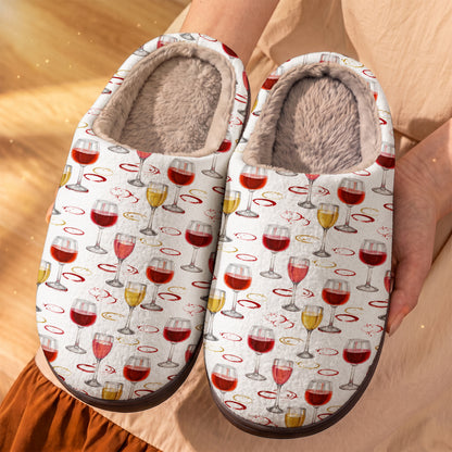 Wine Fleece Lined Slippers Wine Hour