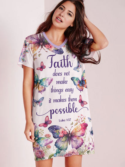 Christian V-neck Nightshirt Wings Of Faith