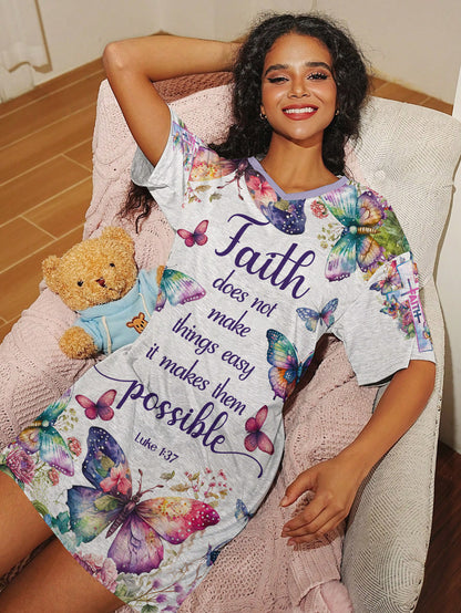 Christian V-neck Nightshirt Wings Of Faith