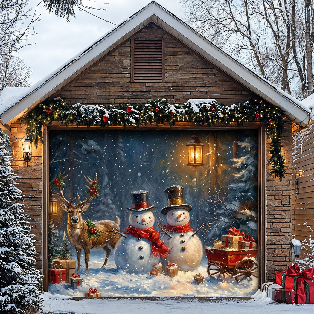 Winter Garage Door Banner Decoration -  Winter Woodland Whimsy