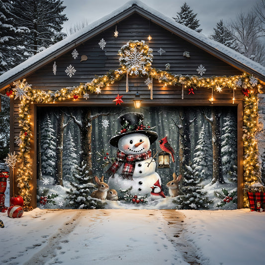 Winter Garage Door Banner Decoration -  Winter's Forest Friends