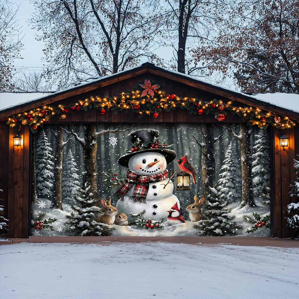 Winter Garage Door Banner Decoration -  Winter's Forest Friends