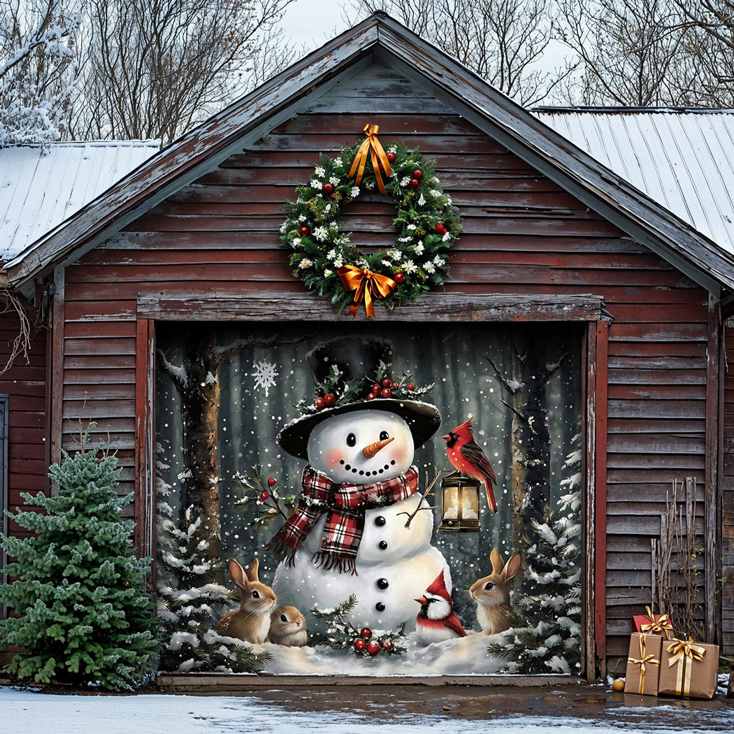Winter Garage Door Banner Decoration -  Winter's Forest Friends