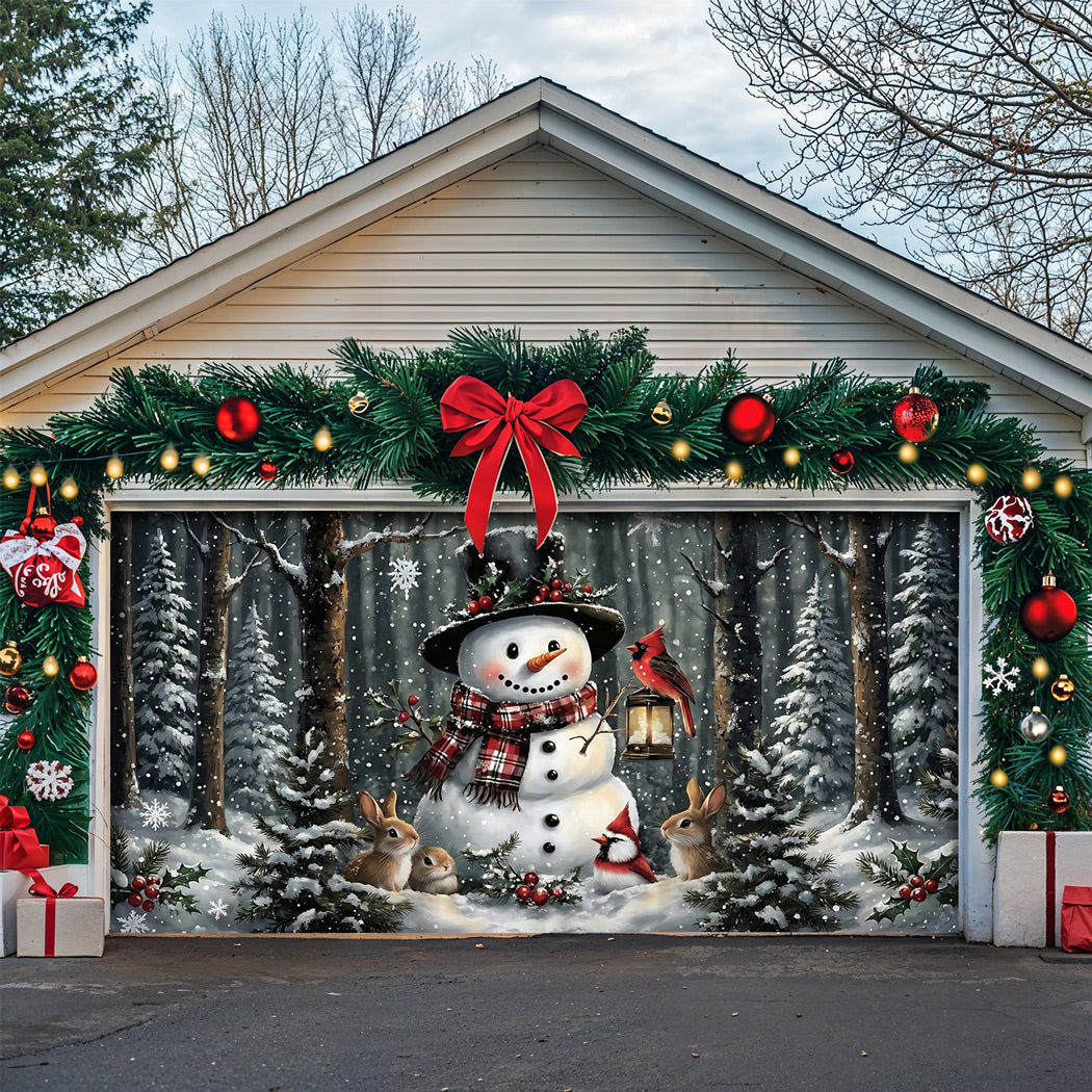 Winter Garage Door Banner Decoration -  Winter's Forest Friends