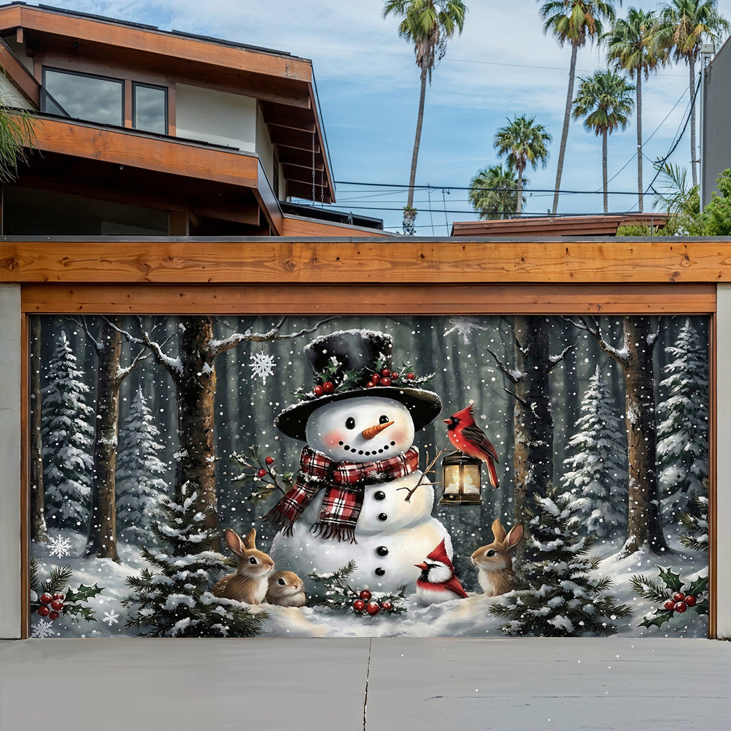 Winter Garage Door Banner Decoration -  Winter's Forest Friends