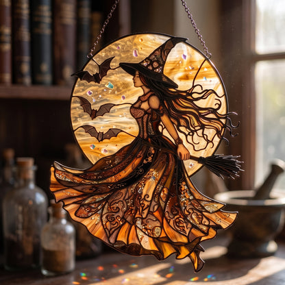 Witch Decor 3D Glass Suncatcher Witch Of The Amber Moon