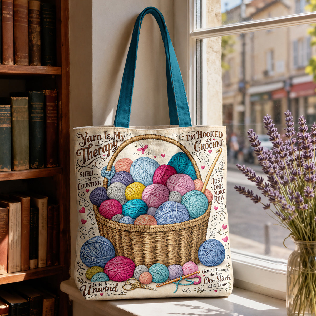 Crochet Canvas Tote Bag Yarn Is My Therapy