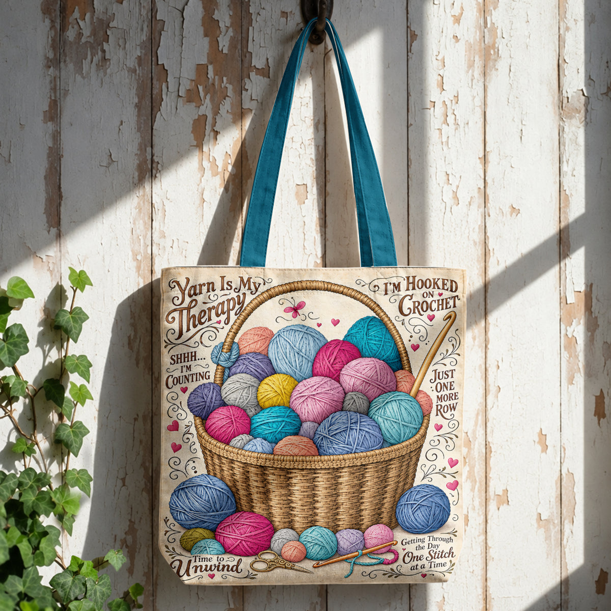 Crochet Canvas Tote Bag Yarn Is My Therapy