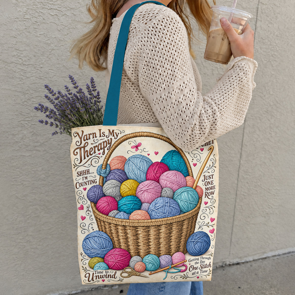Crochet Canvas Tote Bag Yarn Is My Therapy