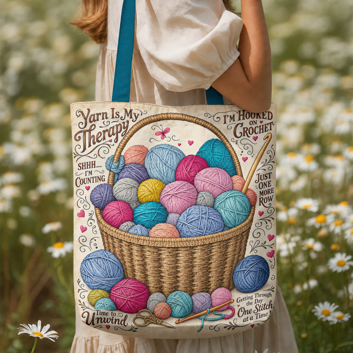 Crochet Canvas Tote Bag Yarn Is My Therapy