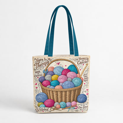 Crochet Canvas Tote Bag Yarn Is My Therapy