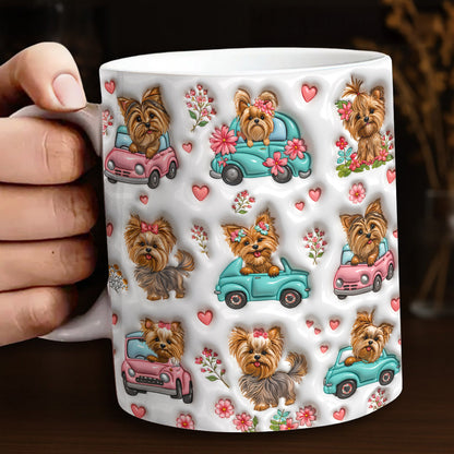 Yorkie Lover Ceramic Mug Yorkie Pink Blossom Ride