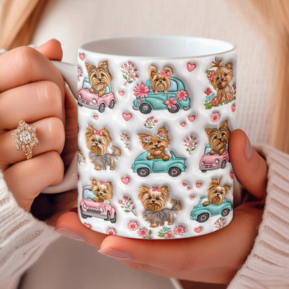 Yorkie Lover Ceramic Mug Yorkie Pink Blossom Ride