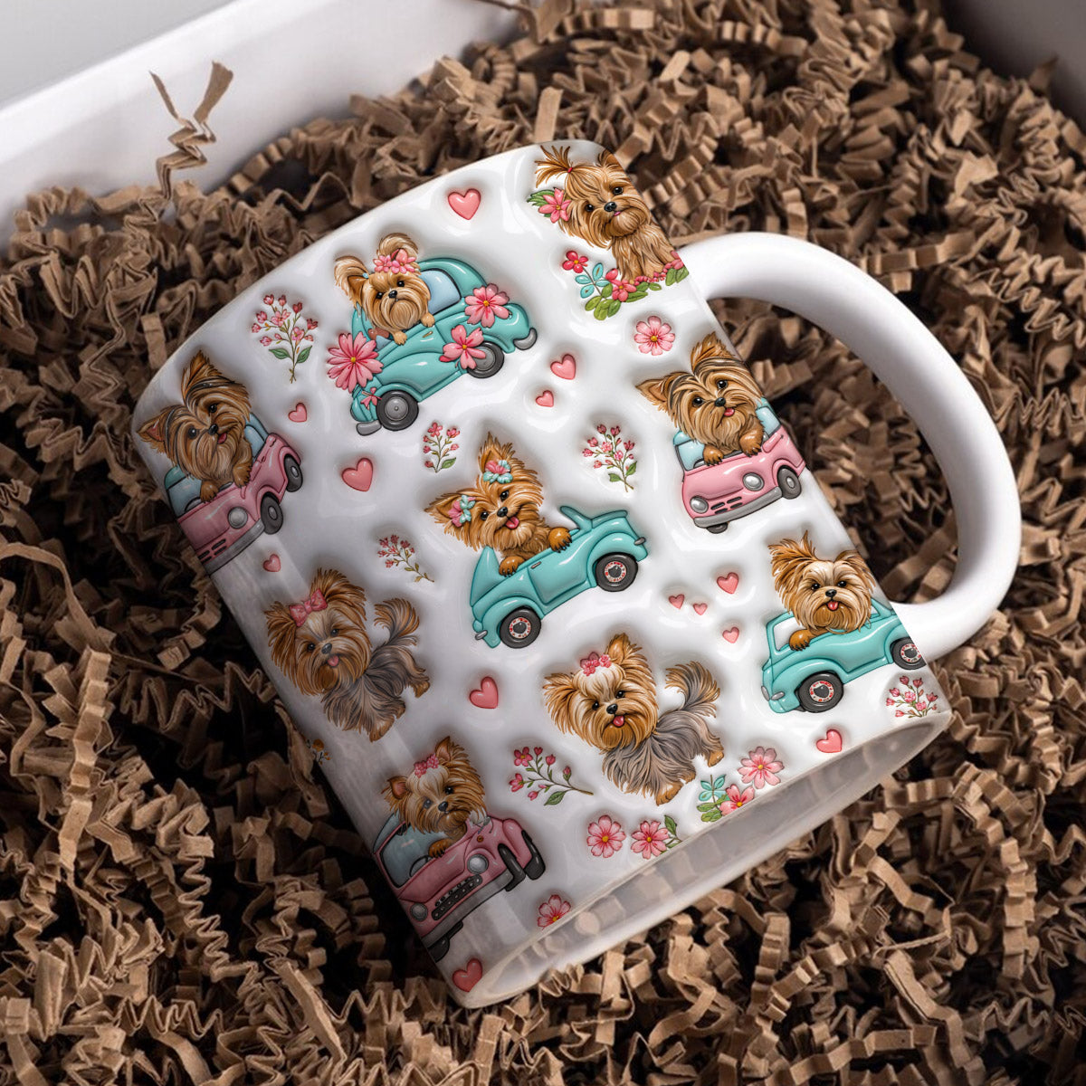 Yorkie Lover Ceramic Mug Yorkie Pink Blossom Ride