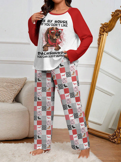 Dachshund Raglan Lounge Pajamas If You Don't Like Dachshunds You Can Sleep Outside