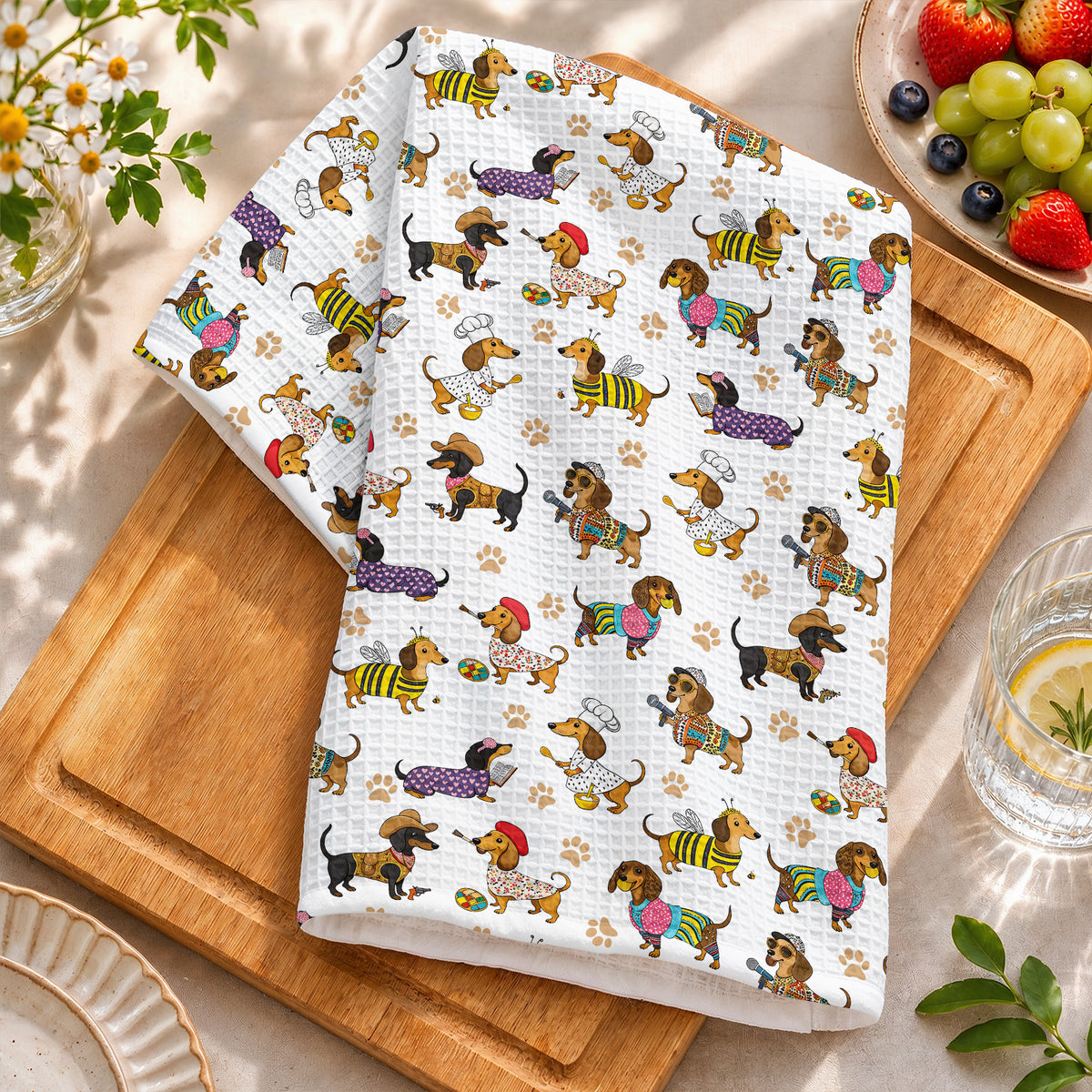 Dachshund Kitchen Towel Dashing Dachshund Dreams