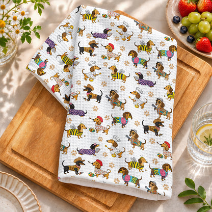 Dachshund Kitchen Towel Dashing Dachshund Dreams