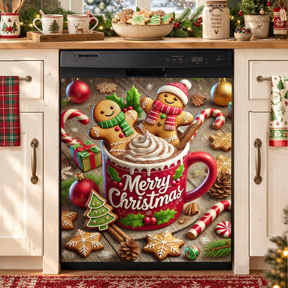 Christmas Magnetic Dishwasher Cover Gingerbread Christmas Cocoa Cheer