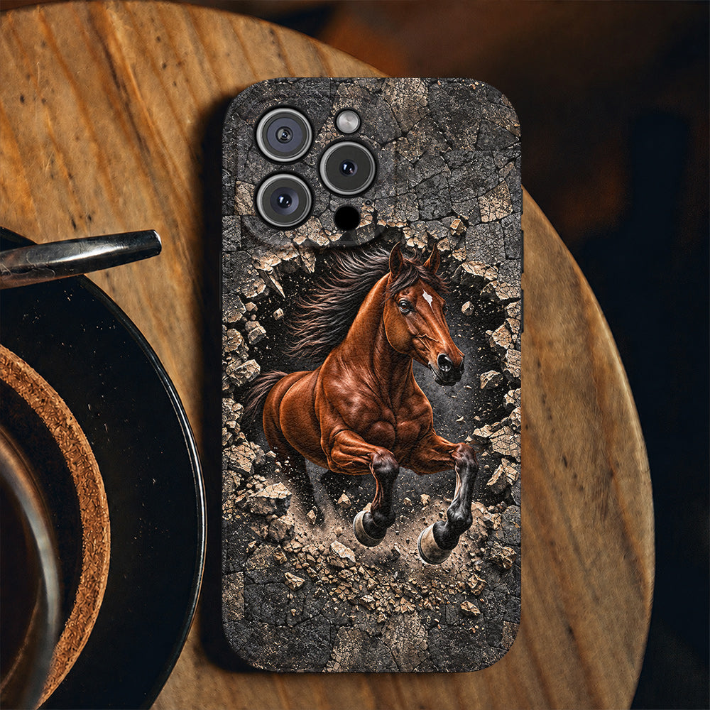 Horse Leather Phone Case Breakthrough Stallion