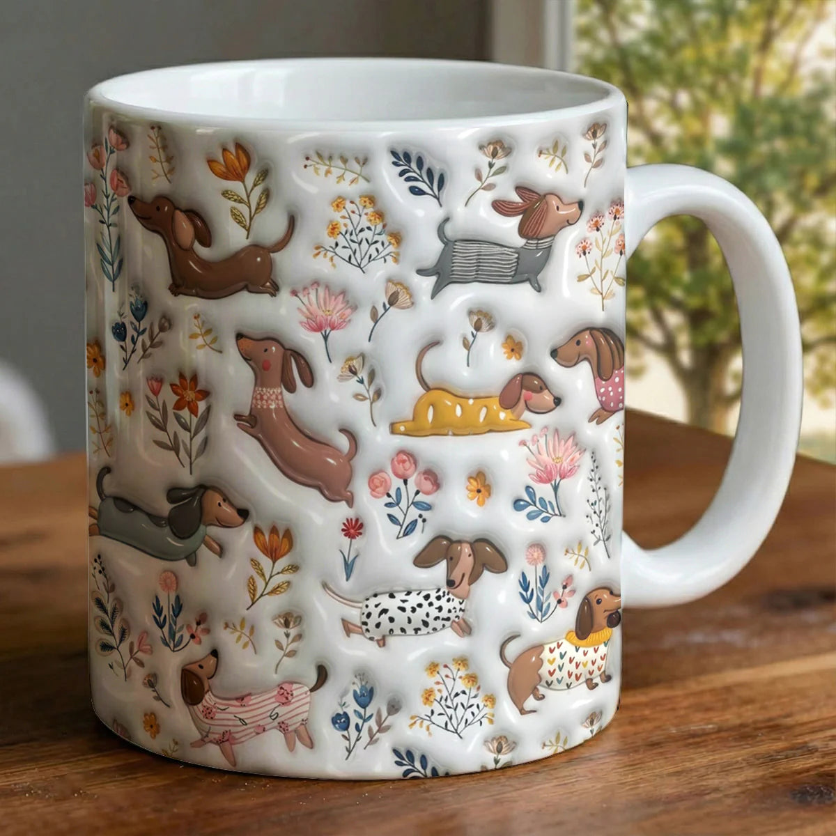 Dachshund 11Oz Mug Happy Field Flowers