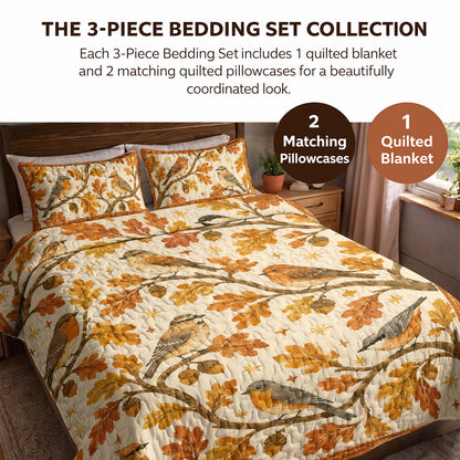 Bird Quilted Blanket Autumn Songbirds