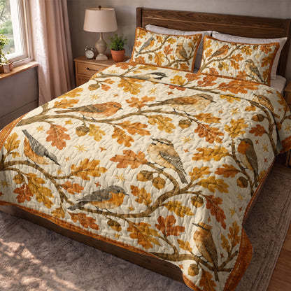 Bird Quilted Blanket Autumn Songbirds