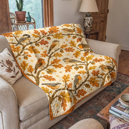 Bird Quilted Blanket Autumn Songbirds