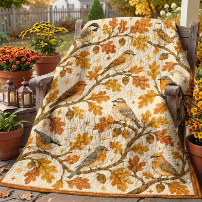 Bird Quilted Blanket Autumn Songbirds