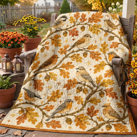 Bird Quilted Blanket Autumn Songbirds