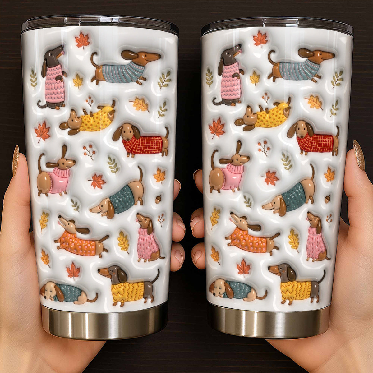 Dachshund 20 oz Tumbler Cozy Autumn Dachshund