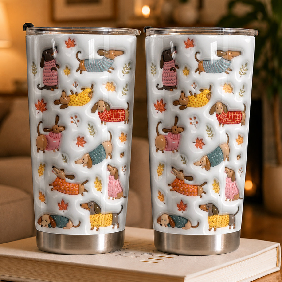 Dachshund 20 oz Tumbler Cozy Autumn Dachshund