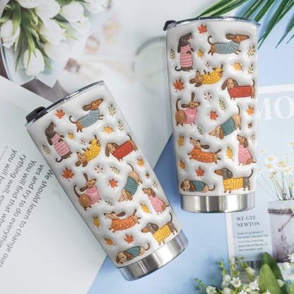 Dachshund 20 oz Tumbler Cozy Autumn Dachshund