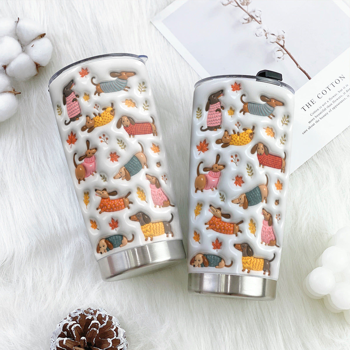 Dachshund 20 oz Tumbler Cozy Autumn Dachshund