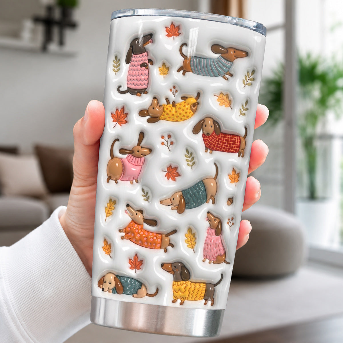 Dachshund 20 oz Tumbler Cozy Autumn Dachshund