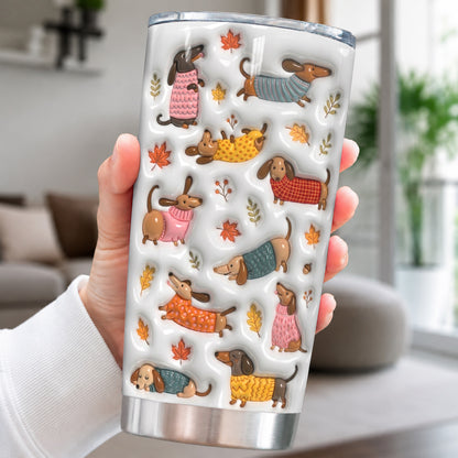 Dachshund 20 oz Tumbler Cozy Autumn Dachshund