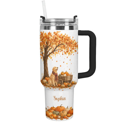 Golden Retriever 40 oz Tumbler Personalized Autumn Harvest Pup