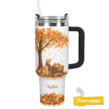 Golden Retriever 40 oz Tumbler Personalized Autumn Harvest Pup