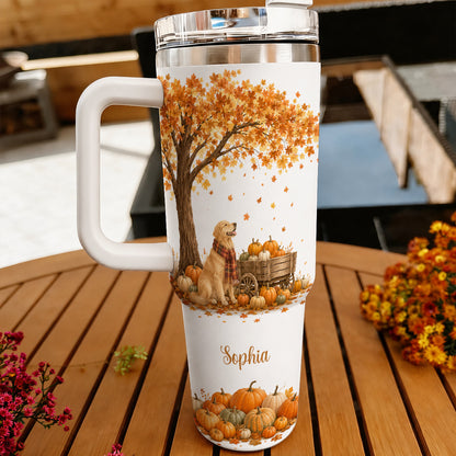 Golden Retriever 40 oz Tumbler Personalized Autumn Harvest Pup