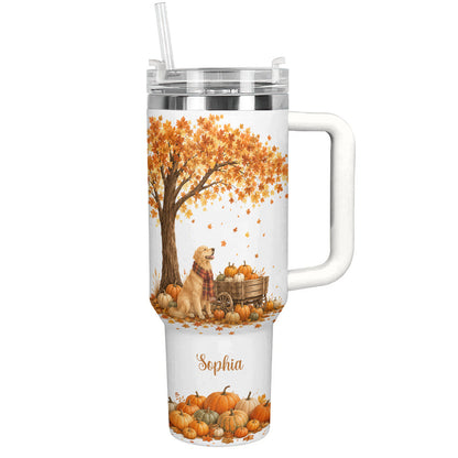 Golden Retriever 40 oz Tumbler Personalized Autumn Harvest Pup