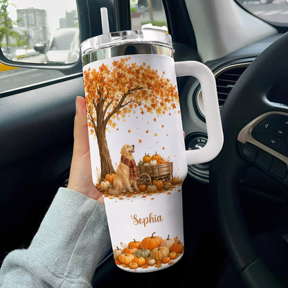 Golden Retriever 40 oz Tumbler Personalized Autumn Harvest Pup