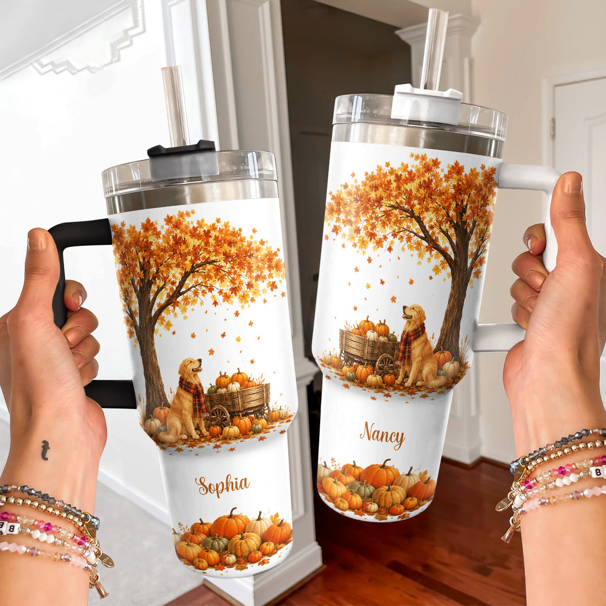 Golden Retriever 40 oz Tumbler Personalized Autumn Harvest Pup