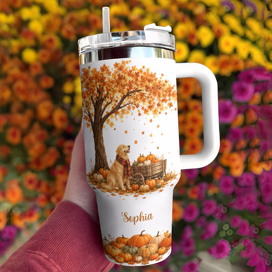 Golden Retriever 40 oz Tumbler Personalized Autumn Harvest Pup