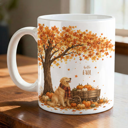 Golden Retriever Ceramic Mug Autumn Harvest