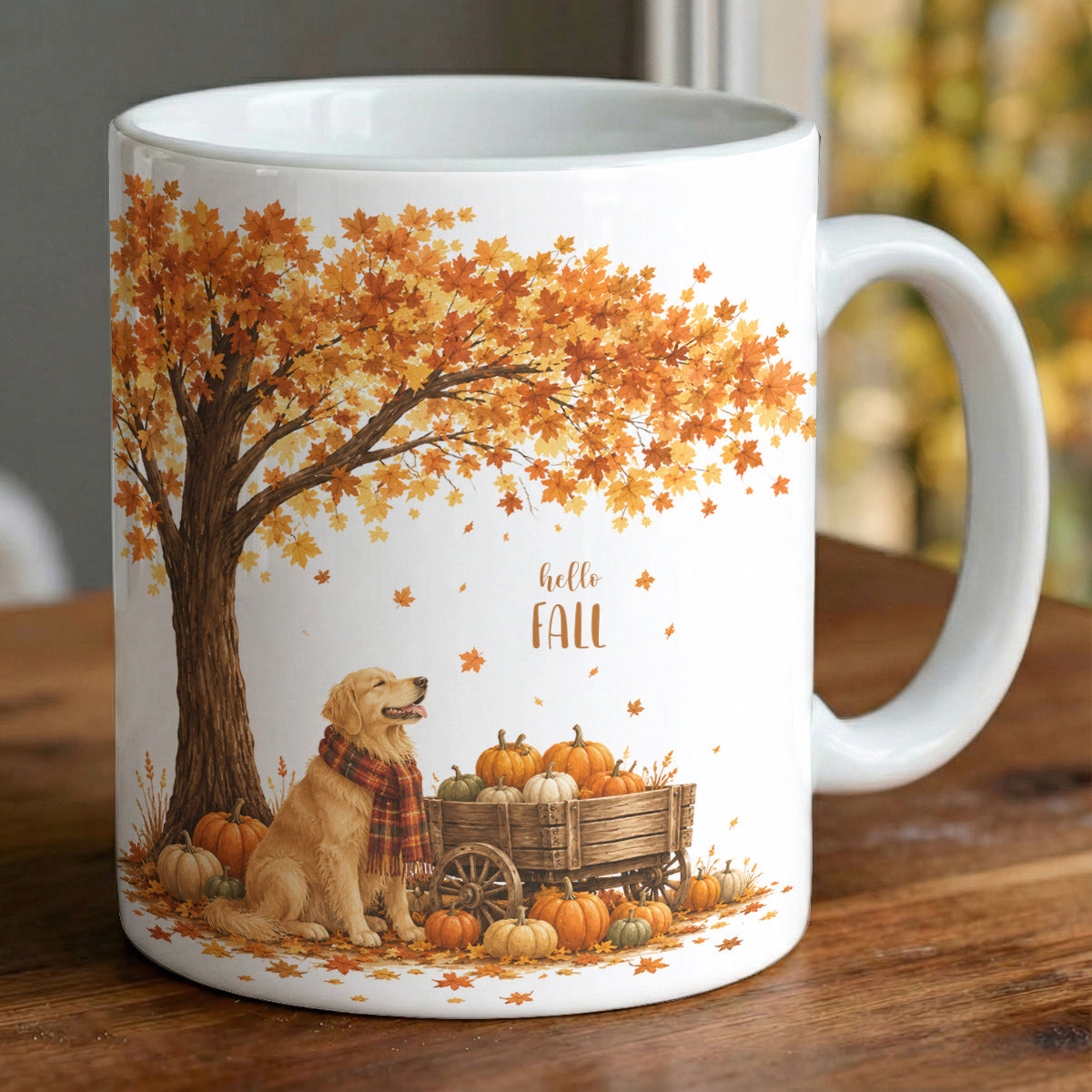 Golden Retriever Ceramic Mug Autumn Harvest