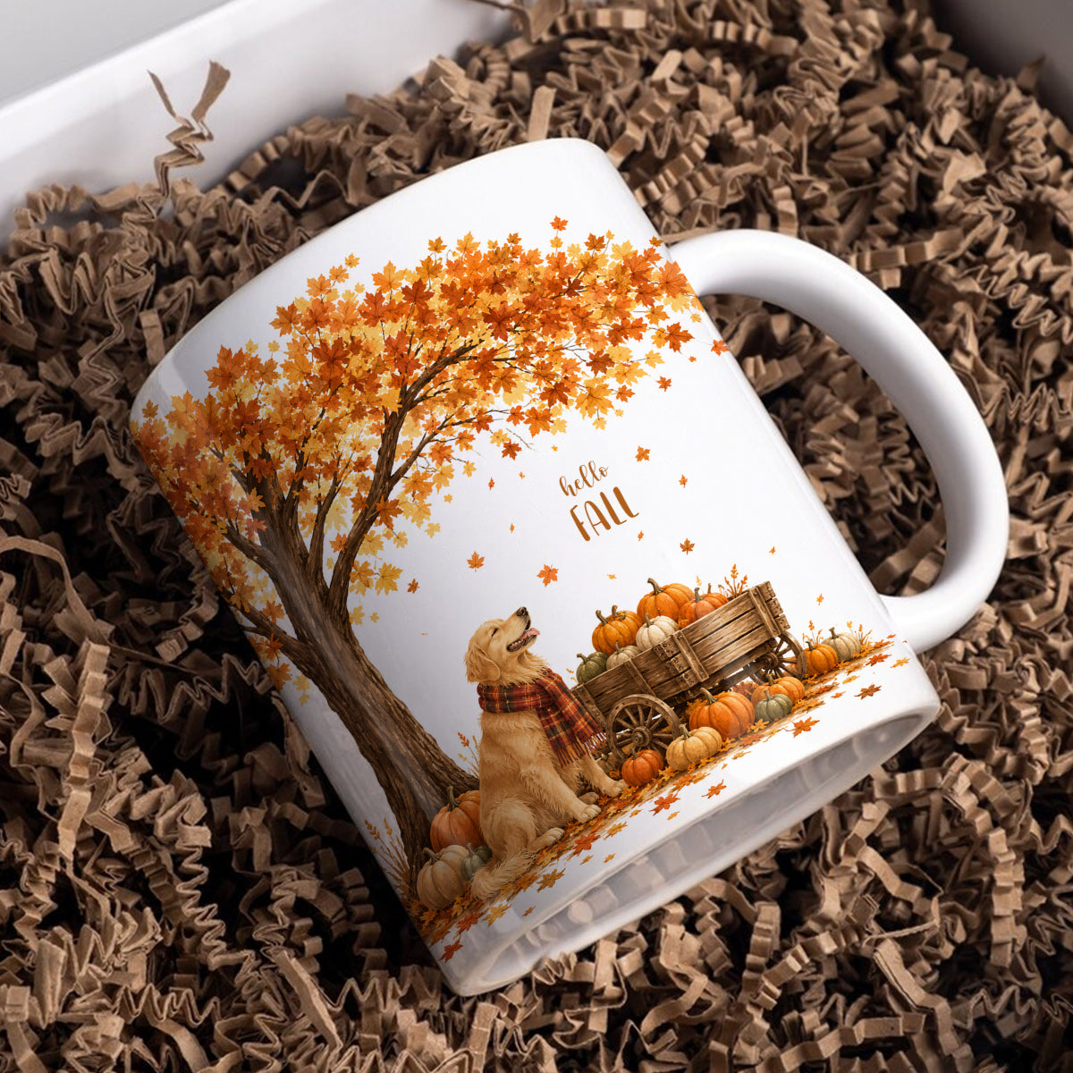 Golden Retriever Ceramic Mug Autumn Harvest