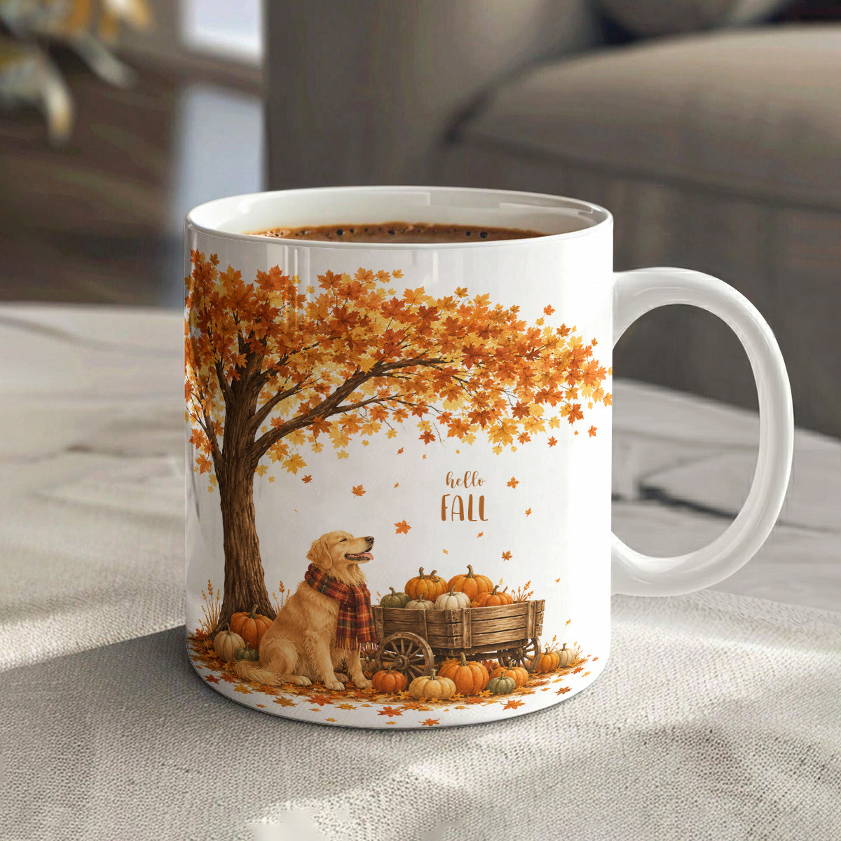 Golden Retriever Ceramic Mug Autumn Harvest