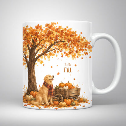 Golden Retriever Ceramic Mug Autumn Harvest